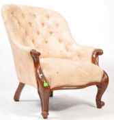 19TH CENTURY VICTORIAN MAHOHANY BUTTON BACK ARMCHAIR