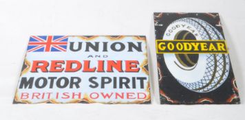 TWO 20TH CENTURY REPRODUCTION ENAMEL STYLE ADVERTISING PAINTINGS