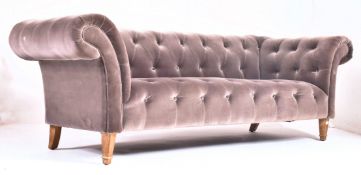 20TH CENTURY GREY VELVET CHESTERFIELD THREE SEATER SOFA