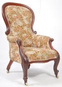 19TH CENTURY VICTORIAN MAHOGANY SPOONBACK ARMCHAIR