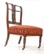 19TH CENTURY VICTORIAN INLAID CARVED NURSING CHAIR