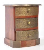 VINTAGE 20TH CENTURY EMBOSSED INDIAN TEAK CHEST OF DRAWERS