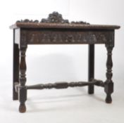 REPRODUCTION JACOBEAN STYLE CARVED OAK HALL / CONSOLE TABLE