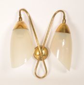 MID CENTURY RETRO BRASS DOUBLE WALL LIGHT SCONCES