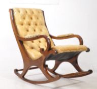 VICTORIAN 19TH CENTURY MAHOGANY SLIPPER ROCKING ARMCHAIR