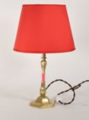 RETRO 20TH CENTURY BRASS COLUMN DESK WITH RED SHADE
