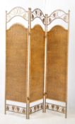 CONTEMPORARY IRON & WOVEN WICKER BI FOLD DISCRETION SCREEN