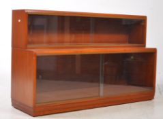 MID CENTURY TEAK TWO TIER BARRISTER'S STACKING BOOKCASE