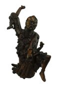 JAPANESE MEIJI PERIOD ROOTWOO FIGURE OF AN ARHAT 日本明治时期树根雕像