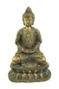 BRONZE FIGURE OF A SEATED BUDDHA 黄铜坐佛一尊
