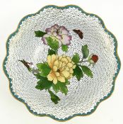 20TH CENTURY BRONZE BASE CLOISONNE 'PEONY' BOWL 20世纪掐丝珐琅彩牡丹碗