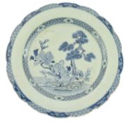 LARGE QING DYNASTY BLUE AND WHITE CHARGER PLATE 清 青花花卉大盘