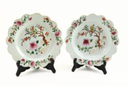TWO QING YONGZHENG FAMILLE ROSE PORCELAIN CHARGERS 清 雍正粉彩盘子两个