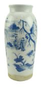 MING CHONGZHEN BLUE AND WHITE SLEEVE VASE 明 崇祯 青花人物筒瓶