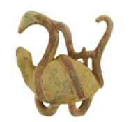 CHINESE POTTERY PAINTED BLACK TORTOISE 陶 玄武