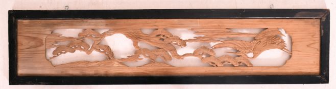 JAPANESE TRANSOM PANEL RANMA 日本松鹤木刻栏间