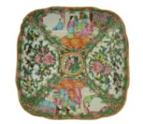 QING CANTON FAMILLE ROSE FIGURINE PLATE 清 广彩人物四方盘
