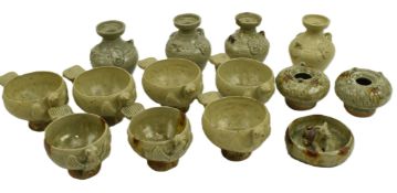 COLLECTION OF WEI JIN DYNASTY YUE WARE STONEWARE 越窑杯壶一组