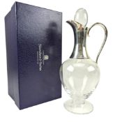 HALLMARKED SILVER DARTINGTON CRYSTAL GLASS CLARET JUG