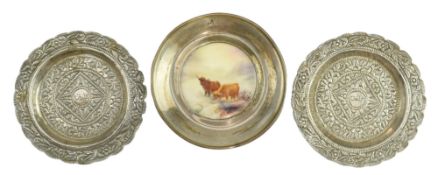 ROYAL WORCESTER HALLMARKED SILVER MOUNTED TRINKET DISH & OTHERS