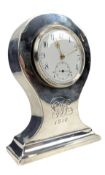 20TH CENTURY EDWARD VII HALLMARKED SILVER MANTEL CLOCK