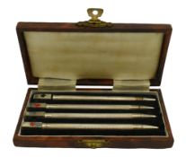 CASED STERLING SILVER SET OF CARD GAME SUITS PROPELLING PENCILS