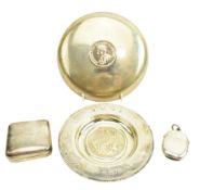 FOUR 20TH CENTURY SILVER PIECES INCLUDING TWO TRINKET TRAYS & OTHERS