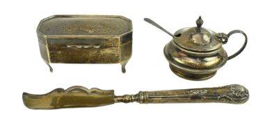 WILLIAM IV HALLMARKED SILVER KNIFE & EDWARD VII SILVER JEWELRY BOX