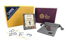 MILLENUIUM HALLMARKED SILVER PERPETURAL CALENDAR & SILVER MONEY SLIP