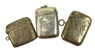 COLLECTION OF THREE 19TH / 20TH HALLMARKED SILVER VESTA CASES