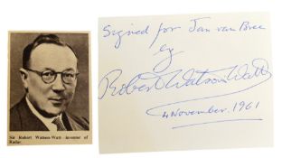 SCIENCE / INVENTIONS - SIR ROBERT WATSON-WATT - AUTOGRAPH