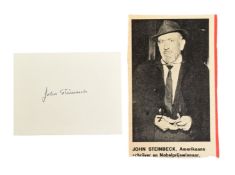 JOHN STEINBECK (AUTHOR) - SMALL AUTOGRAPH ON CARD