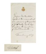 GERMAN HISTORY - OTTO VON BISMARCK (D.1898) - AUTOGRAPH W/PROVENANCE