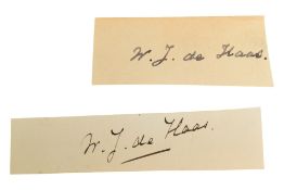 SCIENCE - WANDER JOHANNES DE HAAS (D.1960) - TWO AUTOGRAPHS