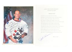 SPACE: JACK R. LOUSMA - OFFICIAL SIGNED NASA HEADSHOT & NOTE