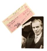AUTHORS - ALDOUS HUXLEY (D.1963) - AUTOGRAPH ON CHEQUE