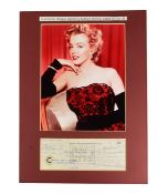 HOLLYWOOD - MARILYN MONROE (D.1962) - SIGNED CHEQUE