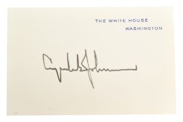 PRESIDENTS - LYNDON B. JOHNSON - AUTOGRAPH ON WHITE HOUSE CARD