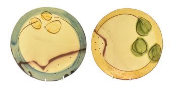 NIEK HOOGLAND - TWO STUDIO POTTERY SLIPWARE CHARGER PLATES
