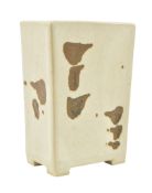 AFTER SHOJI HAMADA - UNMARKED STUDIO POTTERY STONEWARE BUD VASE ON FEET