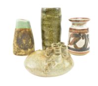 FOUR STUDIO POTTERY BUD VASES