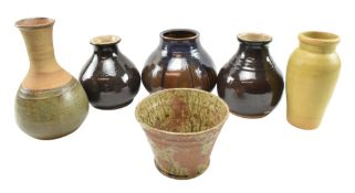 GRAHAM MANt (1943-2024) - SIX STUDIO POTTERY STONEWARE VASES