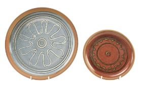 RAY FINCH FOR WINCHCOMBE POTTERY - TWO STUDIO POTTERY CHARGER PLATES