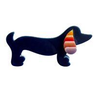 LEA STEIN CELLULOID DACHSHUND DOG BROOCH