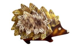 LEA STEIN CELLULOID HEDGEHOG BROOCH