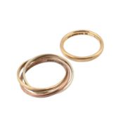 TWO HALLMARKED GOLD BAND RINGS