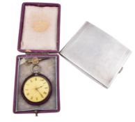 SILVER CIGARETTE CASE & POCKET WATCH