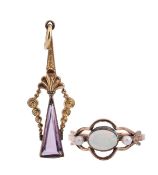 EARLY 20TH CENTURY OPAL PEARL RING & PASTE PENDANT