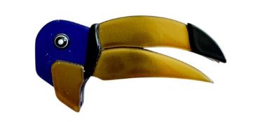 LEA STEIN CELLULOID TOUCAN BROOCH