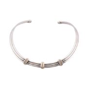 925 SILVER & 18CT GOLD COLLAR NECKLACE